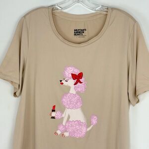 Bouffants & Broken Hearts Cozy Pajama Shirt Medium Beige